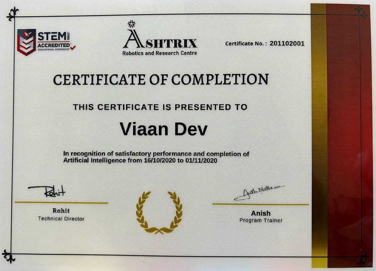 Completion Of Artificial intelligence