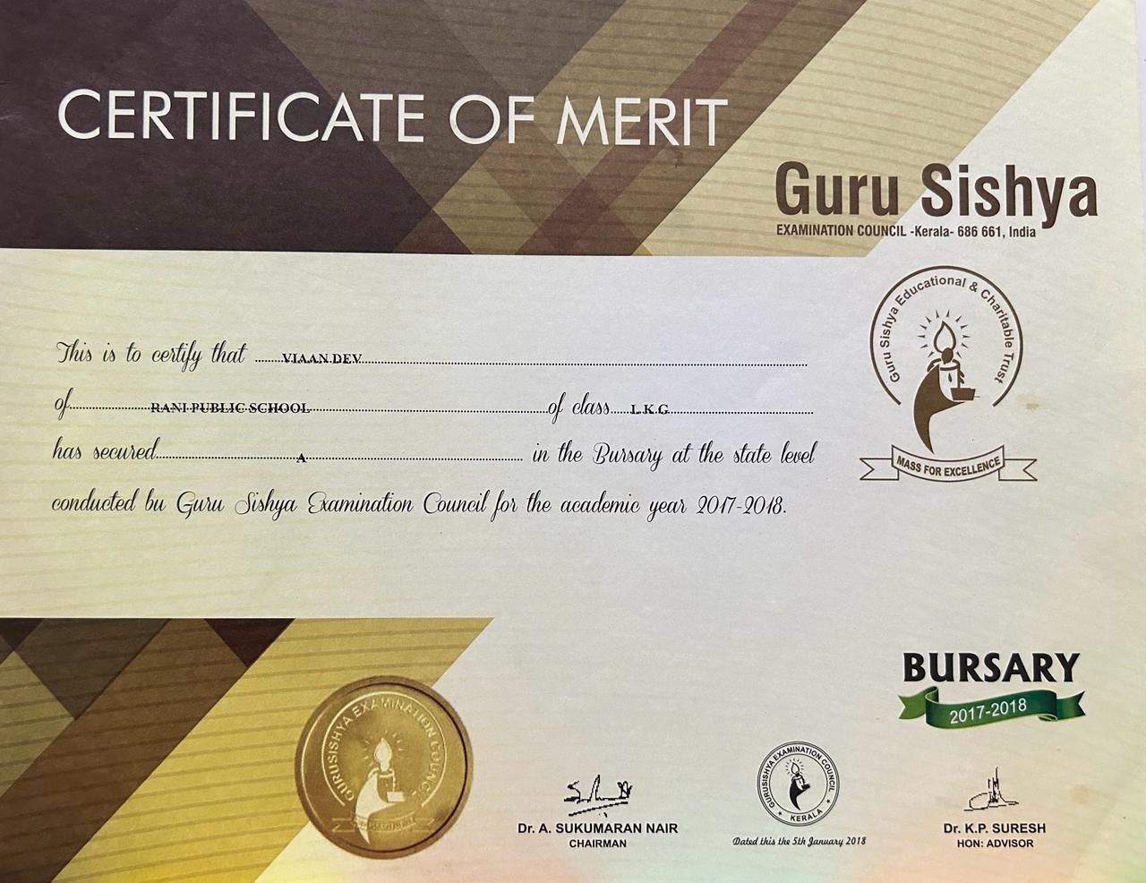 Certificate Of Merit